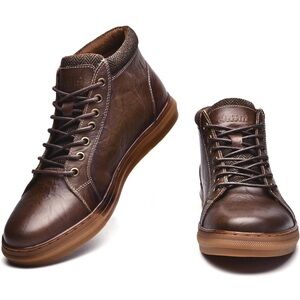 New Arkbird Men's Sneaker Boots Embossed Leather Upper Mid-Top Casual Size 10